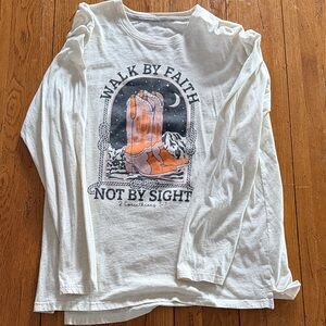 White Graphic Long Sleeve Shirt